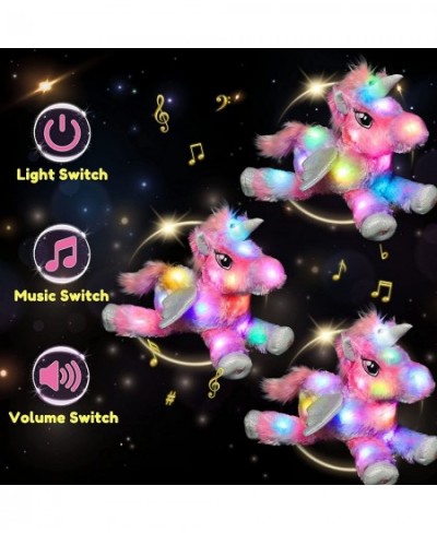 Colorful LED Musical Stuffed Unicorn Light up Singing Plush Toy Adjustable Volume Lullaby Animated Soothe Birthday Festival f...