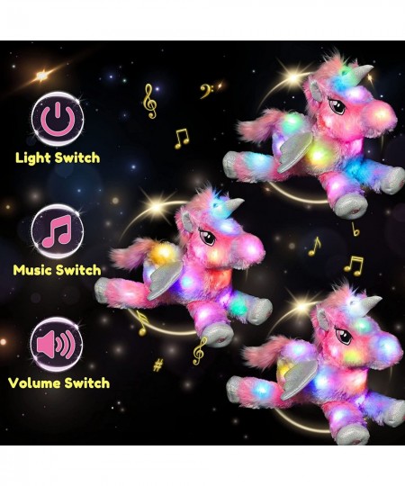 Colorful LED Musical Stuffed Unicorn Light up Singing Plush Toy Adjustable Volume Lullaby Animated Soothe Birthday Festival f...