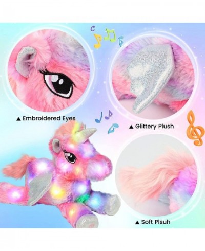 Colorful LED Musical Stuffed Unicorn Light up Singing Plush Toy Adjustable Volume Lullaby Animated Soothe Birthday Festival f...