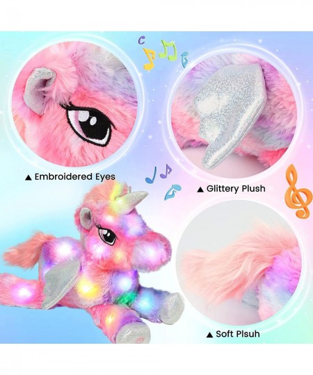 Colorful LED Musical Stuffed Unicorn Light up Singing Plush Toy Adjustable Volume Lullaby Animated Soothe Birthday Festival f...