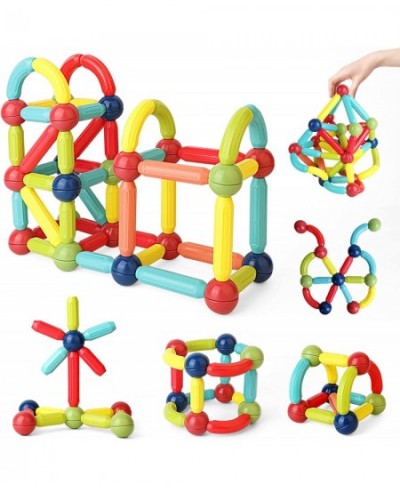 Magnetic Building Sticks 68 PCS Montessori Sensory Toys for Toddlers Magnetic Balls and Rods Set STEM Building Blocks for Age...