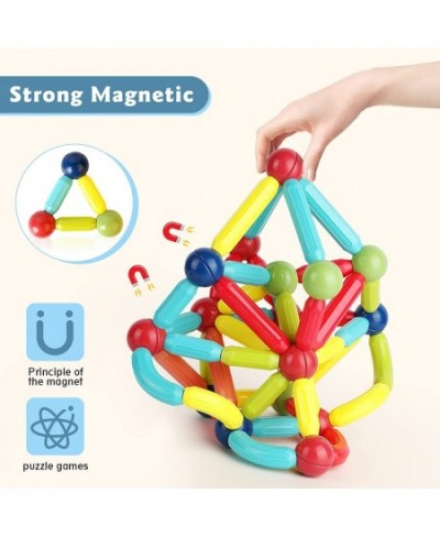 Magnetic Building Sticks 68 PCS Montessori Sensory Toys for Toddlers Magnetic Balls and Rods Set STEM Building Blocks for Age...