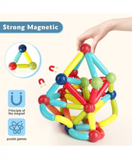 Magnetic Building Sticks 68 PCS Montessori Sensory Toys for Toddlers Magnetic Balls and Rods Set STEM Building Blocks for Age...