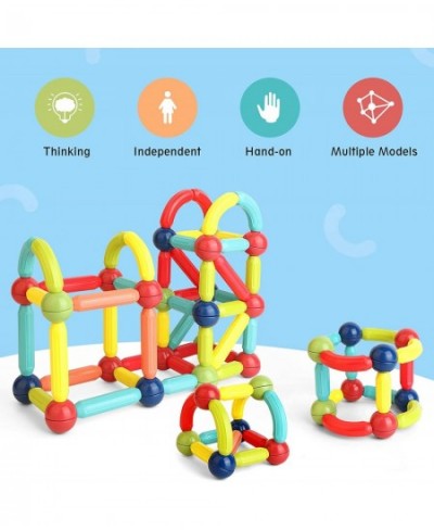 Magnetic Building Sticks 68 PCS Montessori Sensory Toys for Toddlers Magnetic Balls and Rods Set STEM Building Blocks for Age...