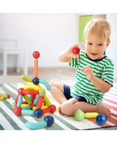 Magnetic Building Sticks 68 PCS Montessori Sensory Toys for Toddlers Magnetic Balls and Rods Set STEM Building Blocks for Age...