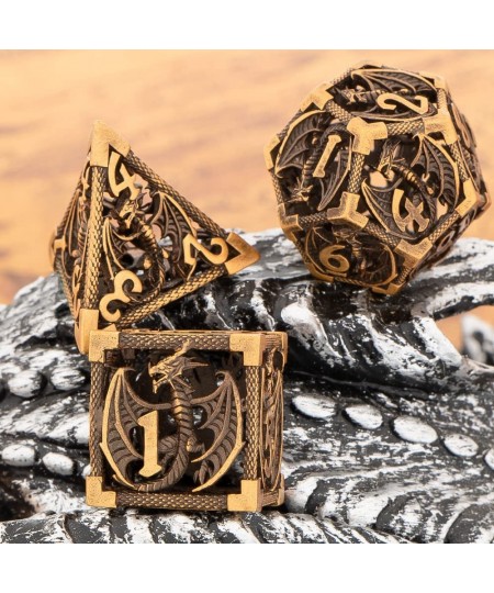 Hollow Metal Dice Set Dragon DND Dice Box Polyhedral Dungeons and Dragons Dice for RPGs Role Playing Games MTG Pathfinder Sha...