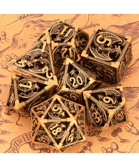 Hollow Metal Dice Set Dragon DND Dice Box Polyhedral Dungeons and Dragons Dice for RPGs Role Playing Games MTG Pathfinder Sha...