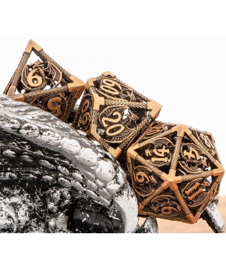 Hollow Metal Dice Set Dragon DND Dice Box Polyhedral Dungeons and Dragons Dice for RPGs Role Playing Games MTG Pathfinder Sha...