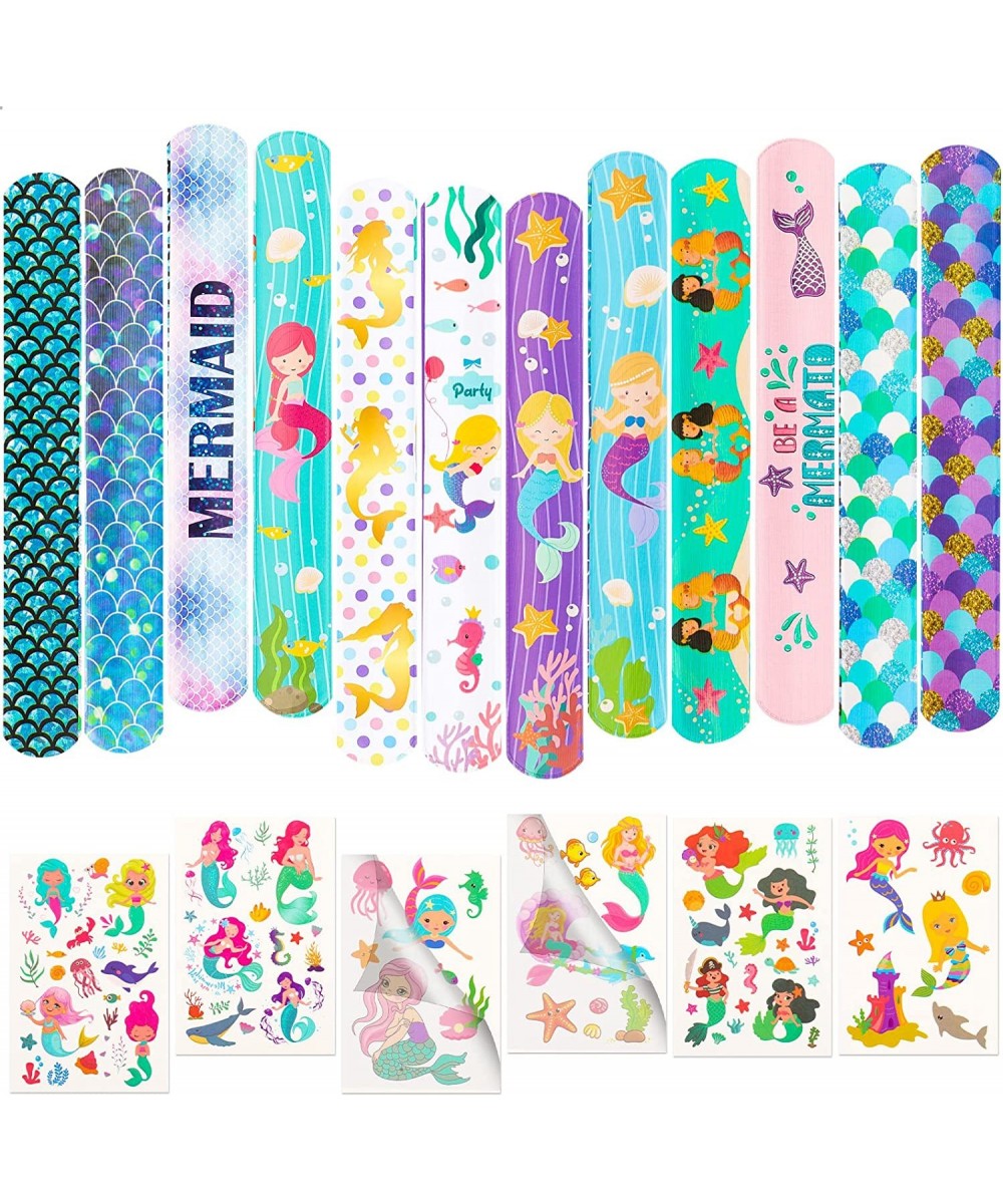 36Pcs Mermaid Slap Bracelets Party Favors for Kids Girls Classroom Prize Gifts Temporary Tattoo Mermaid Goodie Bags Fillers $...