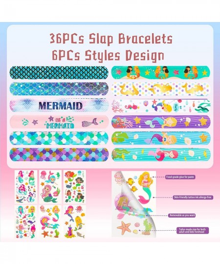 36Pcs Mermaid Slap Bracelets Party Favors for Kids Girls Classroom Prize Gifts Temporary Tattoo Mermaid Goodie Bags Fillers $...