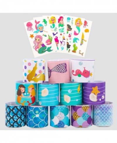 36Pcs Mermaid Slap Bracelets Party Favors for Kids Girls Classroom Prize Gifts Temporary Tattoo Mermaid Goodie Bags Fillers $...