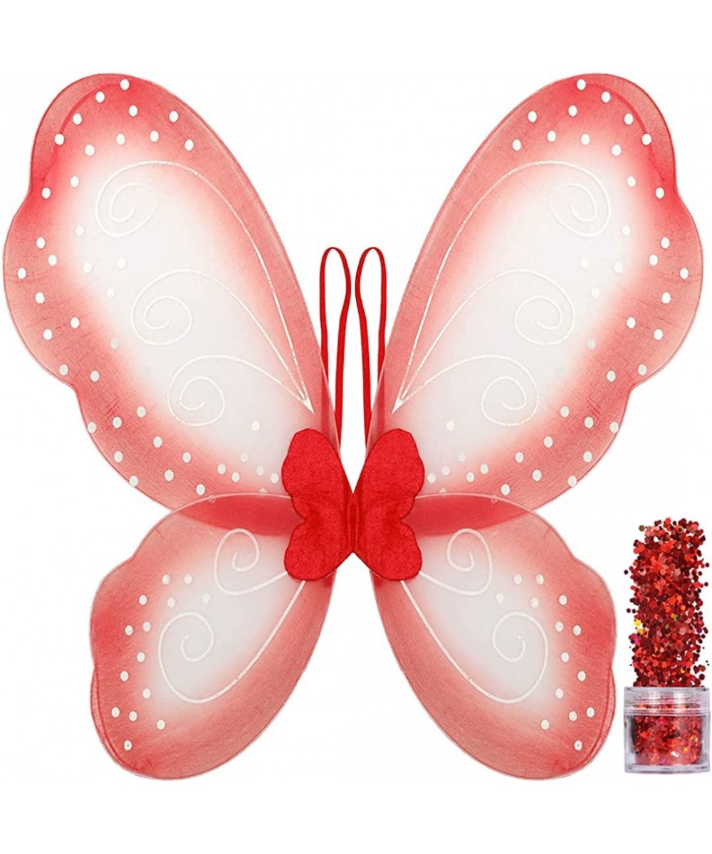 Red Butterfly Wings | Fairy Wings with Chunky Glitter Set | Butterfly Costume Accessories | Halloween Cosplay Party Favors fo...