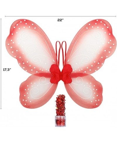 Red Butterfly Wings | Fairy Wings with Chunky Glitter Set | Butterfly Costume Accessories | Halloween Cosplay Party Favors fo...