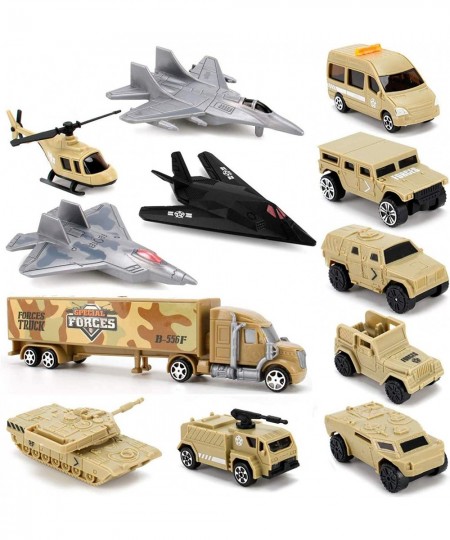 Set of 12 Special Forces Military Vehicle Playset for Kids - Scaled Army Toy Vehicles Includes Stealth Bomber Tank Helicopter...