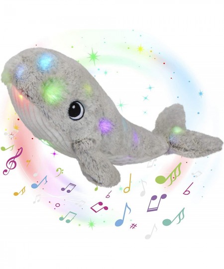 18’’ Light up Musical Whale Gray Plush Soft Toy Stuffed Ocean Animal LED Marine Life Lullabies Pillow Night Light Gifts for T...