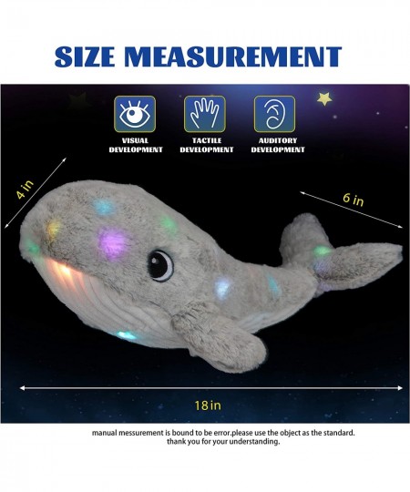 18’’ Light up Musical Whale Gray Plush Soft Toy Stuffed Ocean Animal LED Marine Life Lullabies Pillow Night Light Gifts for T...