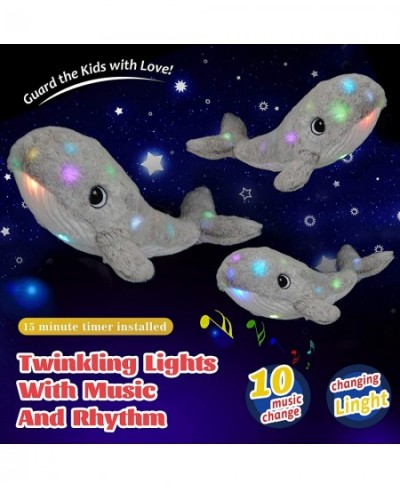 18’’ Light up Musical Whale Gray Plush Soft Toy Stuffed Ocean Animal LED Marine Life Lullabies Pillow Night Light Gifts for T...