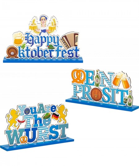 3Pcs Oktoberfest German Beer Festival Holiday Wood Centerpiece Table Decoration Party Supplies EIN Prosit Centerpieces Signs ...