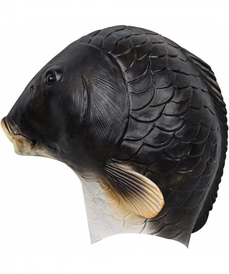 Black Fish Mask Halloween Latex Animal Full Head Mask Realistic Novelty Deluxe Party Cosplay Costume Latex Prop $26.43 - Kids...