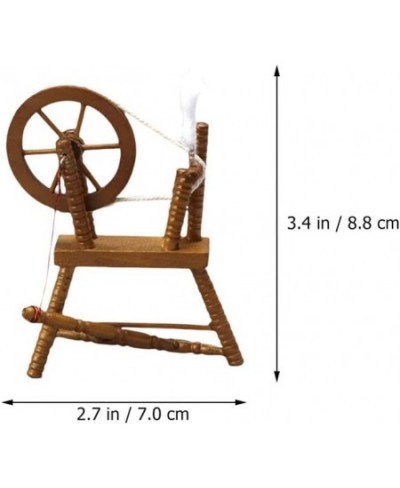 Dollhouse Wooden Furniture Miniature: 1: 12 Wood Spinning Wheel- DIY Mini Hand Reeling Machine Model for Children Bedroom Lif...