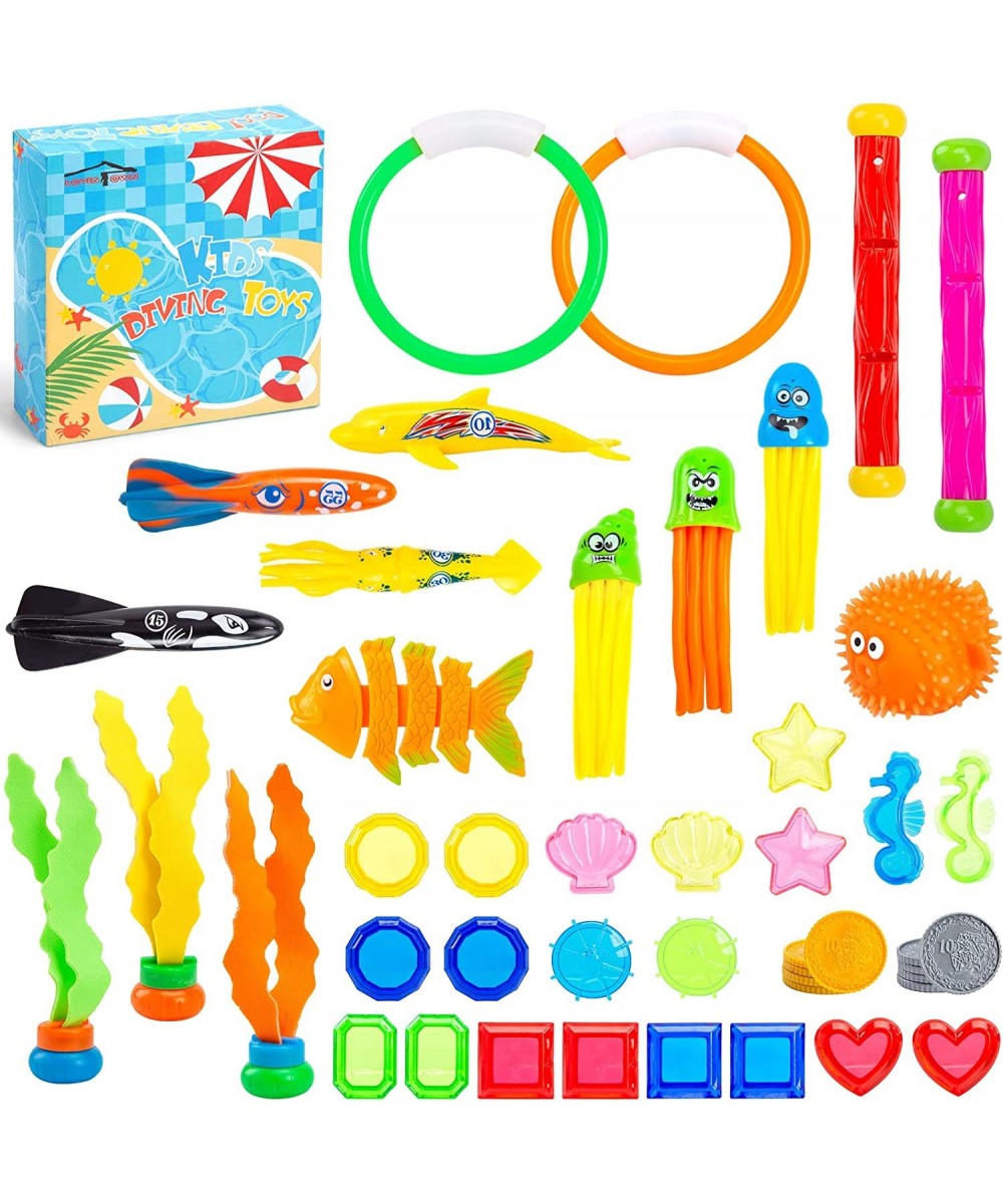 46 PCS Diving Toy Set Swimming Pool Toys Underwater Games Pool Party Favors Dive Water Fish Toys Sinking Gems Diving Wand Rin...