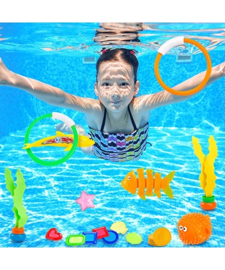 46 PCS Diving Toy Set Swimming Pool Toys Underwater Games Pool Party Favors Dive Water Fish Toys Sinking Gems Diving Wand Rin...