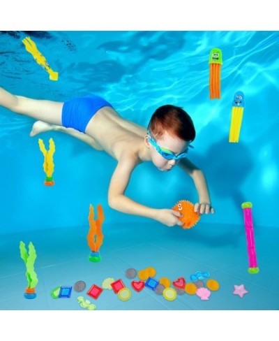 46 PCS Diving Toy Set Swimming Pool Toys Underwater Games Pool Party Favors Dive Water Fish Toys Sinking Gems Diving Wand Rin...