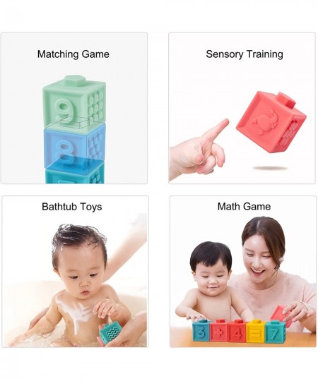 Baby Toys 12PCS Baby Soft Building Blocks with Numbers Animals Shapes Textures Toddler Educational Squeeze Toys for Infant Ki...