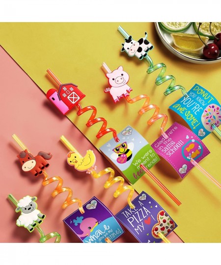 24 Reusable Farm Animal Plastic Straws Chicken Sheep Horse Cow Pig for Barnyard Farm Birthday Party Supplies Gift Favors with...