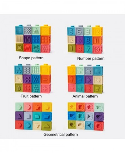 Baby Toys 12PCS Baby Soft Building Blocks with Numbers Animals Shapes Textures Toddler Educational Squeeze Toys for Infant Ki...