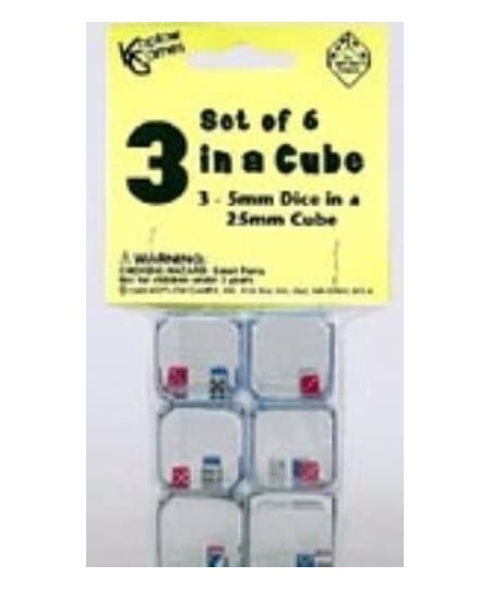 3 in a Cube (Red-White-Blue) Clear 25mm D6 6ea $18.62 - Game Accessories