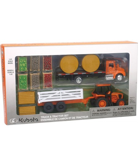 NewRay Kubota Farm Playset with M5 Tractor Truck Trailer Bales and Crates 1/43 Scale Model Vehicles $49.10 - Play Figure Vehi...