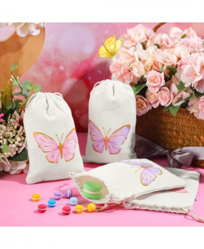 Butterfly Reusable Party Treat Bags Goody Candy Cotton with Drawstring Birthday Gift Bag Theme Supplies for Kids Girl Baby Sh...