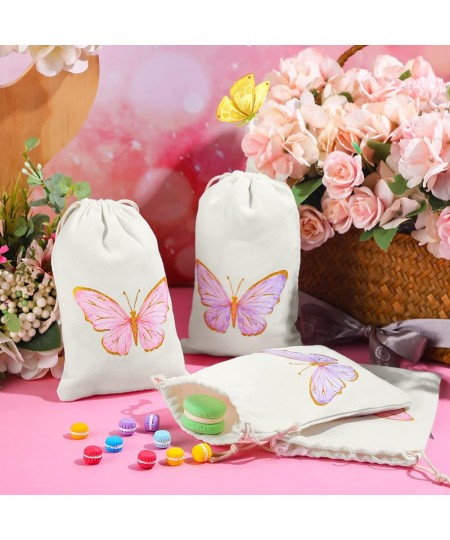 Butterfly Reusable Party Treat Bags Goody Candy Cotton with Drawstring Birthday Gift Bag Theme Supplies for Kids Girl Baby Sh...