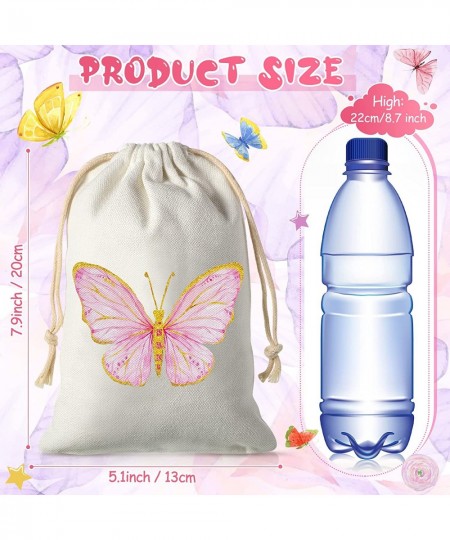 Butterfly Reusable Party Treat Bags Goody Candy Cotton with Drawstring Birthday Gift Bag Theme Supplies for Kids Girl Baby Sh...