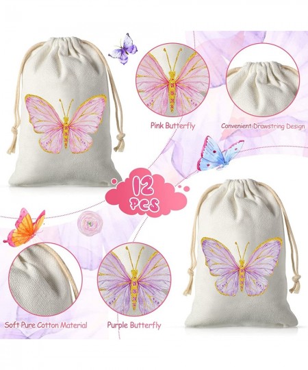 Butterfly Reusable Party Treat Bags Goody Candy Cotton with Drawstring Birthday Gift Bag Theme Supplies for Kids Girl Baby Sh...