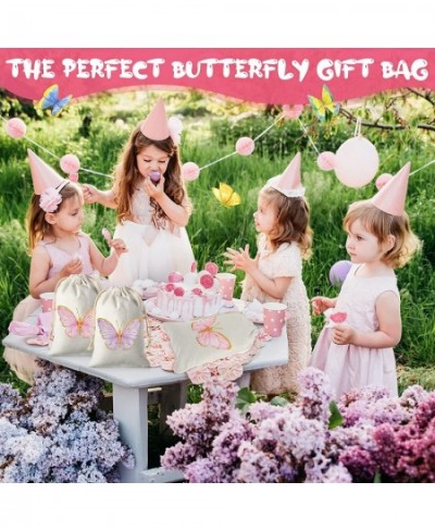 Butterfly Reusable Party Treat Bags Goody Candy Cotton with Drawstring Birthday Gift Bag Theme Supplies for Kids Girl Baby Sh...