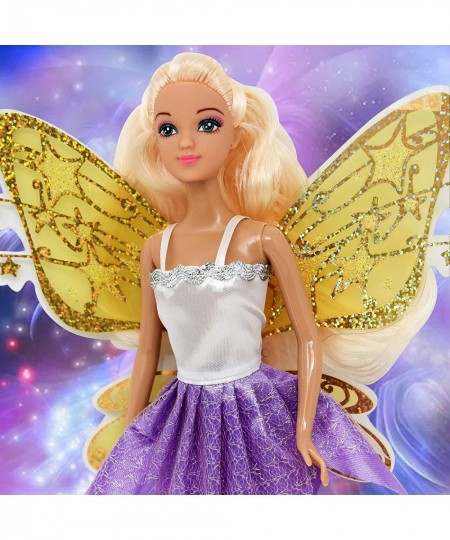 Fairy Princess Doll Butterfly Rainbow Fairy Tale Fashion Doll with Magic Wand Wings and Hair for Girls $24.88 - Dolls