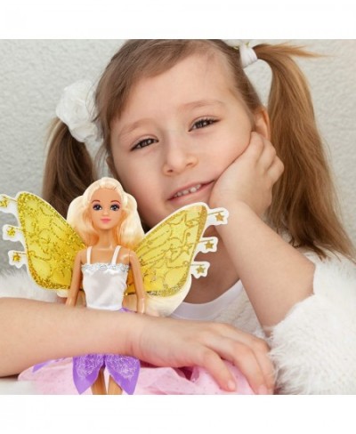 Fairy Princess Doll Butterfly Rainbow Fairy Tale Fashion Doll with Magic Wand Wings and Hair for Girls $24.88 - Dolls