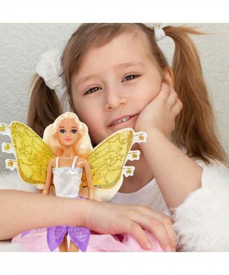 Fairy Princess Doll Butterfly Rainbow Fairy Tale Fashion Doll with Magic Wand Wings and Hair for Girls $24.88 - Dolls