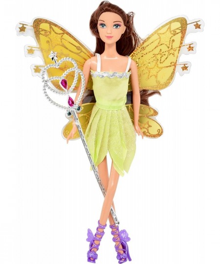 Fairy Princess Doll Butterfly Rainbow Fairy Tale Fashion Doll with Magic Wand Wings and Hair for Girls $24.88 - Dolls