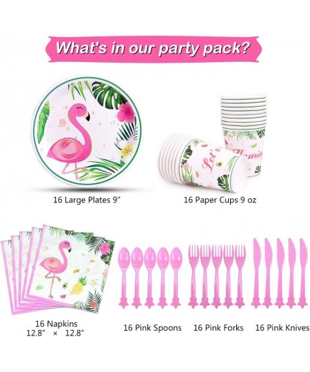 Flamingo Tableware Set - Tropical Luau Hawaiian Theme Party Supplies for Girls Birthday Baby Shower Picnic Includes Plates Na...