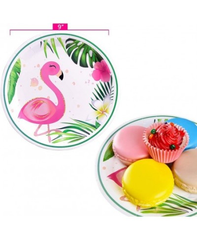 Flamingo Tableware Set - Tropical Luau Hawaiian Theme Party Supplies for Girls Birthday Baby Shower Picnic Includes Plates Na...