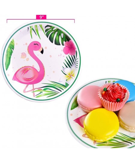 Flamingo Tableware Set - Tropical Luau Hawaiian Theme Party Supplies for Girls Birthday Baby Shower Picnic Includes Plates Na...