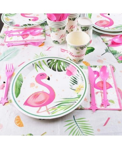 Flamingo Tableware Set - Tropical Luau Hawaiian Theme Party Supplies for Girls Birthday Baby Shower Picnic Includes Plates Na...