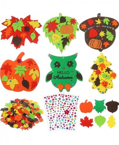 Halloween Foam Pumpkin Craft Kit Decoration Autumn Foam Sticker Set Large Maple Leaf Gem Sticker Self-Adhesive Fall Sticker C...