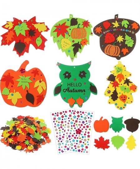 Halloween Foam Pumpkin Craft Kit Decoration Autumn Foam Sticker Set Large Maple Leaf Gem Sticker Self-Adhesive Fall Sticker C...