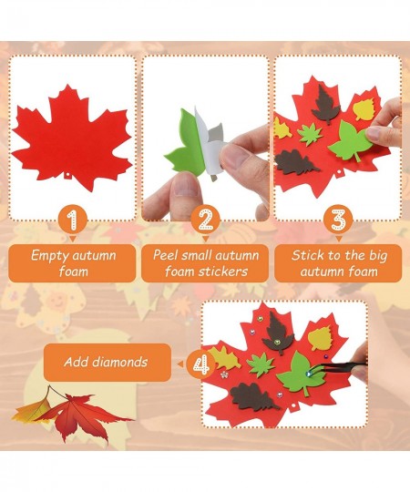 Halloween Foam Pumpkin Craft Kit Decoration Autumn Foam Sticker Set Large Maple Leaf Gem Sticker Self-Adhesive Fall Sticker C...