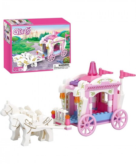 Girls Princess Carriage Building Sets Pink Royal Carriage Ride for Princess Building Blocks Creative Fairy Buildable Toys for...