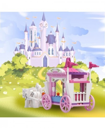 Girls Princess Carriage Building Sets Pink Royal Carriage Ride for Princess Building Blocks Creative Fairy Buildable Toys for...